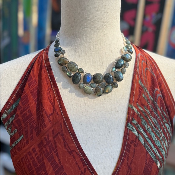 Labradorite Gemstone Necklace 925 Sterling Silver Stamped Necklace! HANDMADE!!!! - Picture 7 of 9